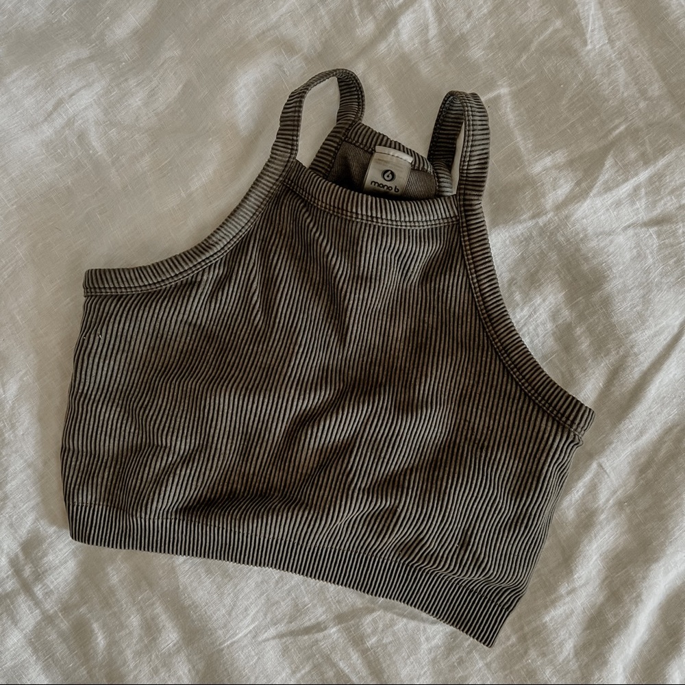 High neck ribbed bralette